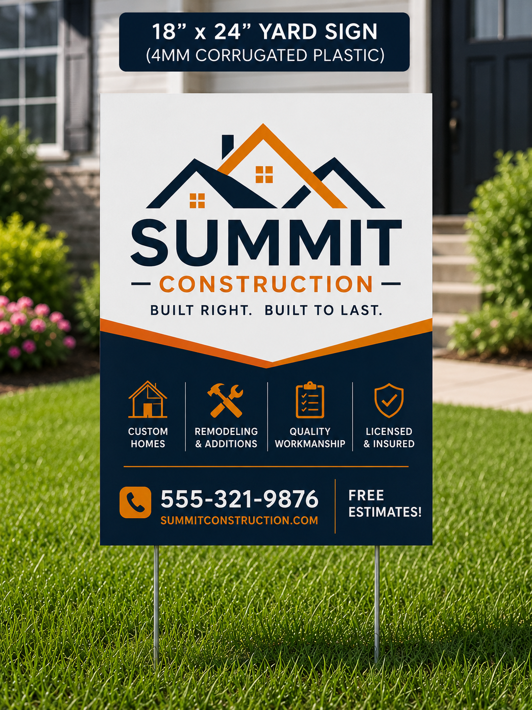 Yard Sign with stakes - 4mm Corrugated Plastic
